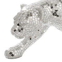 Mirrored Standing Panther With Glass Mosaic Pattern Silver