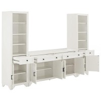 Crosley Furniture Tara 3-Piece Sideboard And Bookcase Set, Distressed White