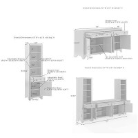 Crosley Furniture Tara 3-Piece Sideboard And Bookcase Set, Distressed White