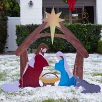 Best Choice Products 4Ft Outdoor Nativity Scene Weatherresistant Decor Christmas Holy Family Yard Decoration Waterresistant