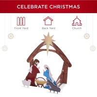 Best Choice Products 4Ft Outdoor Nativity Scene Weatherresistant Decor Christmas Holy Family Yard Decoration Waterresistant