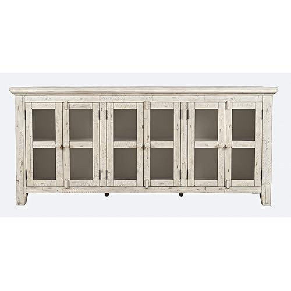 Jofran Inc. Rustic Shores Coastal Distressed Acacia Credenza Cabinet With Storage