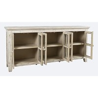 Jofran Inc. Rustic Shores Coastal Distressed Acacia Credenza Cabinet With Storage