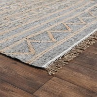 Kosas Home Megan 96x120 Transitional Jute Rug in Natural and Spa Blue