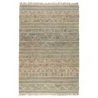 Megan Natural Jute Handwoven Area Rug  Natural/ Green 5X8