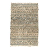 Megan Natural Jute Handwoven Area Rug  Natural/ Green 5X8