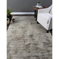 Cameron Handwoven Distressed Viscose Area Rug Silver 9X12