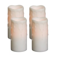 LED Wax Dripping Pillar Candle Set of 4