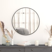 30 Round Black Metal Framed Wall Mirror Large Accent Mirror for Bathroom Vanity Entryway Dining Room Living Room