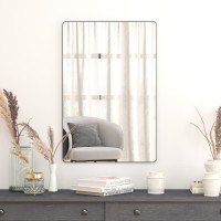 24 x 36 Decorative Wall Mirror Rounded Corners Bathroom Living Room Glass Mirror Hangs Horizontal Or Vertical Black