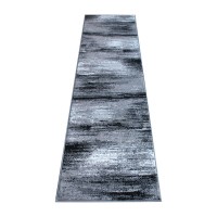 Rylan Collection 2 x 7 Gray Abstract Area Rug Olefin Rug with Jute Backing for Hallway Entryway Bedroom Living Room