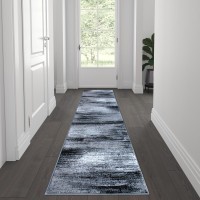 Rylan Collection 2 x 7 Gray Abstract Area Rug Olefin Rug with Jute Backing for Hallway Entryway Bedroom Living Room