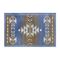 Lodi Collection Southwestern 2 x 3 Blue Area Rug Olefin Rug with Jute Backing for Hallway Entryway Bedroom Living Room