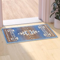 Lodi Collection Southwestern 2 x 3 Blue Area Rug Olefin Rug with Jute Backing for Hallway Entryway Bedroom Living Room