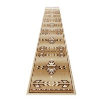 Lodi Collection Southwestern 3 x 16 Brown Area Rug Olefin Rug with Jute Backing for Hallway Entryway Bedroom Living Room