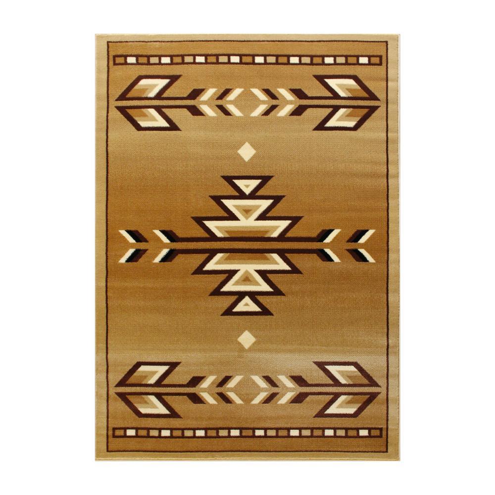 Lodi Collection Southwestern 6 x 9 Brown Area Rug Olefin Rug with Jute Backing for Hallway Entryway Bedroom Living Room