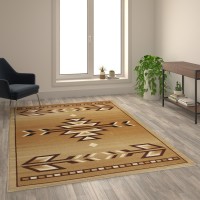 Lodi Collection Southwestern 6 x 9 Brown Area Rug Olefin Rug with Jute Backing for Hallway Entryway Bedroom Living Room