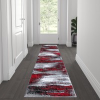 Rylan Collection 2 x 7 Orange Abstract Area Rug Olefin Rug with Jute Backing for Hallway Entryway Bedroom Living Room