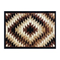 Teagan Collection Southwestern 2 x 3 Brown Area Rug Olefin Rug with Jute Backing Entryway Living Room Bedroom