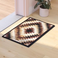 Teagan Collection Southwestern 2 x 3 Brown Area Rug Olefin Rug with Jute Backing Entryway Living Room Bedroom