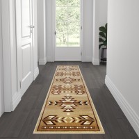 Lodi Collection Southwestern 2 x 7 Brown Area Rug Olefin Rug with Jute Backing for Hallway Entryway Bedroom Living Room