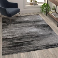 Rylan Collection 5 x 7 Gray Scraped Design Area Rug Olefin Rug with Jute Backing Living Room Bedroom Entryway