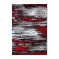 Rylan Collection 6 x 9 Red Scraped Design Area Rug Olefin Rug with Jute Backing Living Room Bedroom Entryway