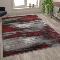 Rylan Collection 6 x 9 Red Scraped Design Area Rug Olefin Rug with Jute Backing Living Room Bedroom Entryway