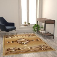 Lodi Collection Southwestern 5 x 7 Brown Area Rug Olefin Rug with Jute Backing for Hallway Entryway Bedroom Living Room