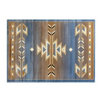 Lodi Collection Southwestern 4 x 5 Blue Area Rug Olefin Rug with Jute Backing for Hallway Entryway Bedroom Living Room