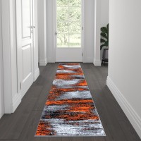 Rylan Collection 2 x 7 Red Abstract Area Rug Olefin Rug with Jute Backing for Hallway Entryway Bedroom Living Room