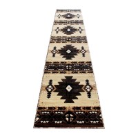 Mohave Collection 2 x 10 Brown Traditional Southwestern Style Area Rug Olefin Fibers with Jute Backing