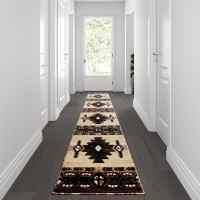 Mohave Collection 2 x 10 Brown Traditional Southwestern Style Area Rug Olefin Fibers with Jute Backing