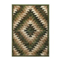 Teagan Collection Southwestern 5 x 7 Green Area Rug Olefin Rug with Jute Backing Entryway Living Room Bedroom