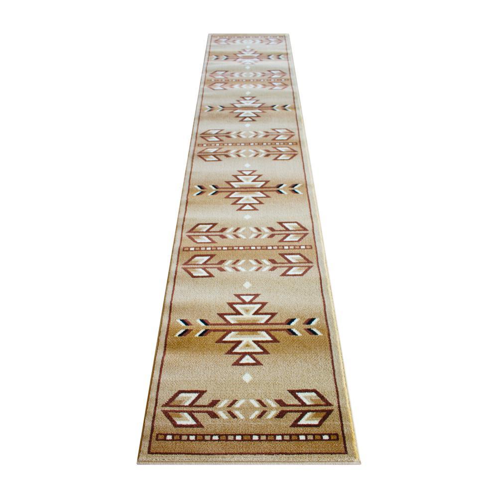 Lodi Collection Southwestern 2' X 11' Brown Area Rug - Olefin Rug With Jute Backing For Hallway  Entryway  Bedroom  Living Room