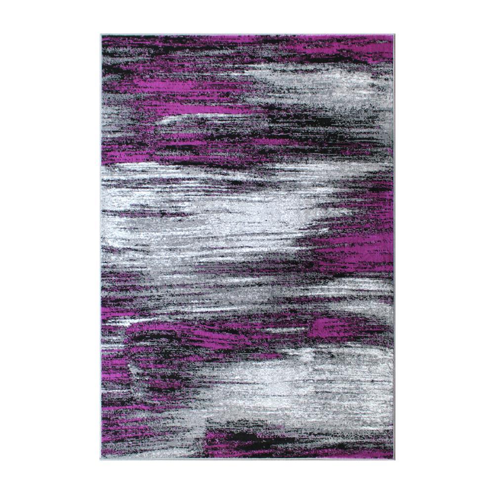 Rylan Collection 5 x 7 Purple Scraped Design Area Rug Olefin Rug with Jute Backing Living Room Bedroom Entryway