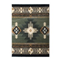 Mohave Collection 8 x 10 Sage Traditional Southwestern Style Area Rug Olefin Fibers with Jute Backing