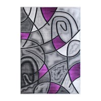 Jubilee Collection 8 x 10 Purple Abstract Area Rug Olefin Rug with Jute Backing Living Room Bedroom Family Room