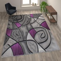 Jubilee Collection 8 x 10 Purple Abstract Area Rug Olefin Rug with Jute Backing Living Room Bedroom Family Room