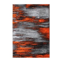 Rylan Collection 5 x 7 Orange Scraped Design Area Rug Olefin Rug with Jute Backing Living Room Bedroom Entryway