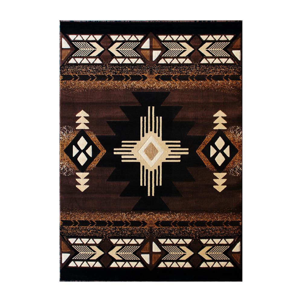 Mohave Collection 8 x 10 Chocolate Traditional Southwestern Style Area Rug Olefin Fibers with Jute Backing