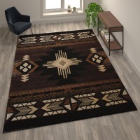 Mohave Collection 8 x 10 Chocolate Traditional Southwestern Style Area Rug Olefin Fibers with Jute Backing