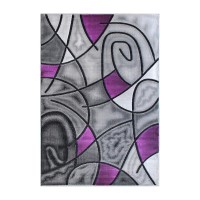 Jubilee Collection 5 x 7 Purple Abstract Area Rug Olefin Rug with Jute Backing Living Room Bedroom Family Room