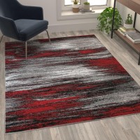 Rylan Collection 5 x 7 Red Scraped Design Area Rug Olefin Rug with Jute Backing Living Room Bedroom Entryway