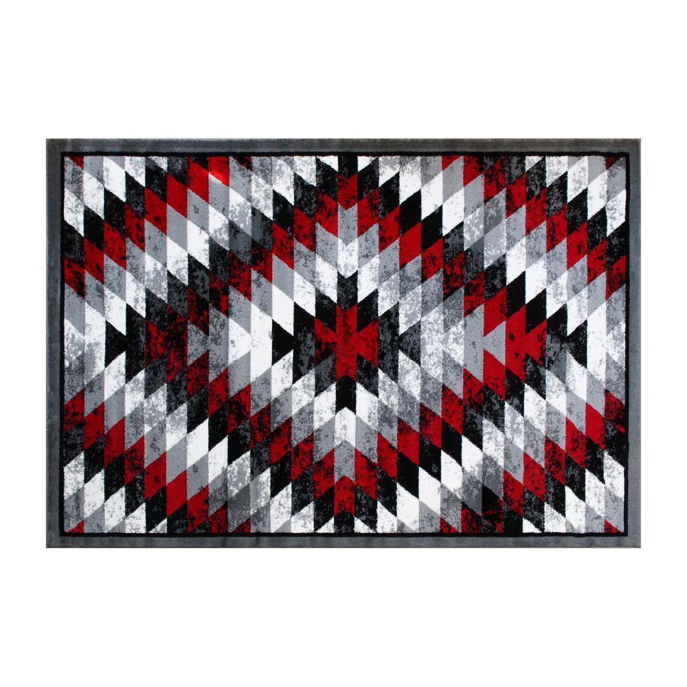 Teagan Collection Southwestern 5 x 7 Red Area Rug Olefin Rug with Jute Backing Entryway Living Room Bedroom