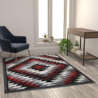 Teagan Collection Southwestern 5 x 7 Red Area Rug Olefin Rug with Jute Backing Entryway Living Room Bedroom