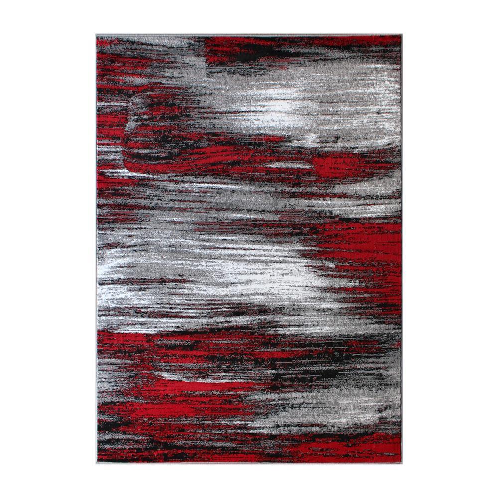 Rylan Collection 8 x 10 Red Scraped Design Area Rug Olefin Rug with Jute Backing Living Room Bedroom Entryway