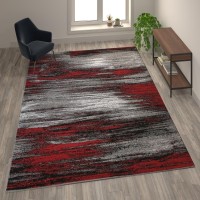 Rylan Collection 8 x 10 Red Scraped Design Area Rug Olefin Rug with Jute Backing Living Room Bedroom Entryway