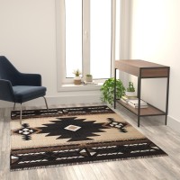 Mohave Collection 5 x 7 Brown Traditional Southwestern Style Area Rug Olefin Fibers with Jute Backing