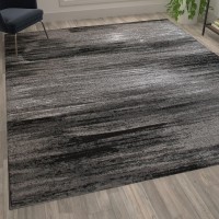 Rylan Collection 8 x 10 Gray Scraped Design Area Rug Olefin Rug with Jute Backing Living Room Bedroom Entryway